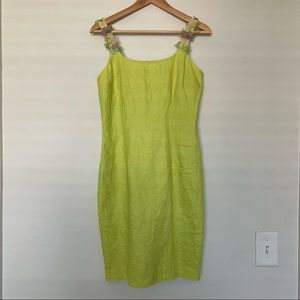 Vintage Althuser lime green dress with flower straps